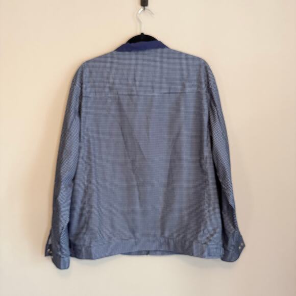 Vintage 70s Jean Pierre Jacket Mens 38 US XL Blue Geometric Full Zip Long Sleeve - Picture 2 of 9